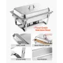 VEVOR Rectangle Chafing Dish, 8.5L 2 Pack Stainless Steel Chafing Dish, Food Warmer Chafer Complete Set with Hollow Handle, 1 Fo
