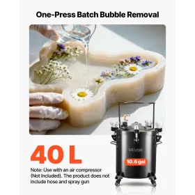 VEVOR Pressure Pot Paint Tank, 40 L Heavy Duty Steel Pressure Pot Tank, Spray Paint Pressures Pots with Three Quick-Connect Coup