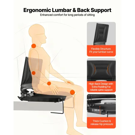 VEVOR Stadium Seat, Folding Bleacher Chair with Back Support and Thick Cushion, Padded Stadium Seat for Bleacher Includes Should