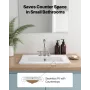 Semi Recessed Bathroom Sink, 510 x 465 mm Rectangular White Ceramic Vessel Sink with Overflow and 3 Faucet Holes, Drop in Modern