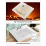 VEVOR Semi Recessed Bathroom Sink, 510 x 465 mm Rectangular White Ceramic Vessel Sink with Overflow and 3 Faucet Holes, Drop in 