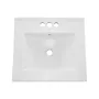 Semi Recessed Bathroom Sink, 510 x 465 mm Rectangular White Ceramic Vessel Sink with Overflow and 3 Faucet Holes, Drop in Modern