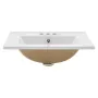Semi Recessed Bathroom Sink, 510 x 465 mm Rectangular White Ceramic Vessel Sink with Overflow and 3 Faucet Holes, Drop in Modern