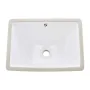 VEVOR Undermount Bathroom Sink, 460 x 330 mm Rectangular White Ceramic Vessel Sink with Overflow Hole, Under Counter Drop in Mod