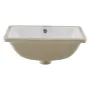 Undermount Bathroom Sink, 460 x 330 mm Rectangular White Ceramic Vessel Sink with Overflow Hole, Under Counter Drop in Modern La
