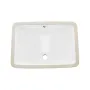 Undermount Bathroom Sink, 530 x 375 mm Rectangular White Ceramic Vessel Sink with Overflow Hole, Under Counter Drop in Modern La