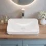 Semi forsænket badeværelsesvask, 490 x 305 mm rektangulær hvid