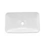 Semi Recessed Bathroom Sink, 490 x 305 mm Rectangular White Ceramic Vessel Sink with 45 mm Drain Hole, Drop in Modern Lavatory V