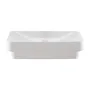 Semi Recessed Bathroom Sink, 490 x 305 mm Rectangular White Ceramic Vessel Sink with 45 mm Drain Hole, Drop in Modern Lavatory V
