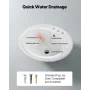 Semi Recessed Bathroom Sink, 485 x 425 mm Oval White Ceramic Vessel Sink with Overflow Hole and 3 Faucet Holes, Drop in Modern L