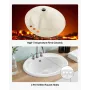 VEVOR Semi Recessed Bathroom Sink, 485 x 425 mm Oval White Ceramic Vessel Sink with Overflow Hole and 3 Faucet Holes, Drop in Mo