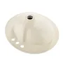 Semi Recessed Bathroom Sink, 485 x 425 mm Oval White Ceramic Vessel Sink with Overflow Hole and 3 Faucet Holes, Drop in Modern L