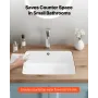 Undermount Bathroom Sink, 400 x 305 mm Rectangular White Ceramic Vessel Sink with Overflow Hole, Under Counter Drop in Modern La