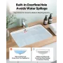 Undermount Bathroom Sink, 400 x 305 mm Rectangular White Ceramic Vessel Sink with Overflow Hole, Under Counter Drop in Modern La