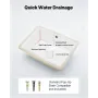 Undermount Bathroom Sink, 400 x 305 mm Rectangular White Ceramic Vessel Sink with Overflow Hole, Under Counter Drop in Modern La