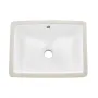 VEVOR Undermount Bathroom Sink, 400 x 305 mm Rectangular White Ceramic Vessel Sink with Overflow Hole, Under Counter Drop in Mod