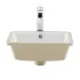 VEVOR Undermount Bathroom Sink, 400 x 305 mm Rectangular White Ceramic Vessel Sink with Overflow Hole, Under Counter Drop in Mod