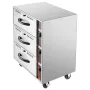 Commercial Electric Drawer Warmer, Three-Drawer Stainless Steel Food Warmer, Freestanding Standard Warming Drawer Cabinet, 30-85