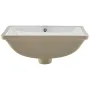 Undermount Bathroom Sink, 515 x 385 mm Rectangular White Ceramic Vessel Sink with Overflow Hole, Under Counter Drop in Modern La