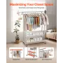 Clothes Rack, Rolling Clothing Garment Rack with 2 Hanging Rods and 2 Storage Shelves, 120 kg Load Capacity, Adjustable Height C