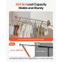 Clothes Rack, Rolling Clothing Garment Rack with 2 Hanging Rods and 2 Storage Shelves, 120 kg Load Capacity, Adjustable Height C