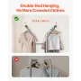 Clothes Rack, Rolling Clothing Garment Rack with 2 Hanging Rods and 2 Storage Shelves, 120 kg Load Capacity, Adjustable Height C
