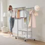 VEVOR Clothes Rack, Rolling Clothing Garment Rack with 2 Hanging Rods and 2 Storage Shelves, 120 kg Load Capacity, Adjustable He