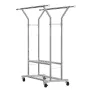 VEVOR Clothes Rack, Rolling Clothing Garment Rack with 2 Hanging Rods and 2 Storage Shelves, 120 kg Load Capacity, Adjustable He