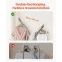 Clothes Rack, Rolling Clothing Garment Rack with 2 Hanging Rods and Storage Basket, 150 kg Load Capacity, Extendable Carbon Stee
