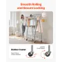 Clothes Rack, Rolling Clothing Garment Rack with 2 Hanging Rods and Storage Basket, 150 kg Load Capacity, Extendable Carbon Stee