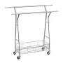 VEVOR Clothes Rack, Rolling Clothing Garment Rack with 2 Hanging Rods and Storage Basket, 150 kg Load Capacity, Extendable Carbo