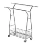 VEVOR Clothes Rack, Rolling Clothing Garment Rack with 2 Hanging Rods and Storage Basket, 150 kg Load Capacity, Extendable Carbo