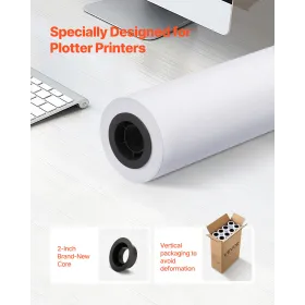 bredformat papir, 609,6 mm x 45,7 m plotterrulle, 8 ruller CAD