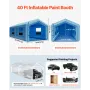 VEVOR Inflatable Paint Booth, 12 x 5 x 4 m, Inflatable Spray Booth with 950W+1100W Blowers and Air Filter System, Triangular Roo