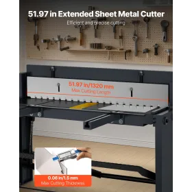 VEVOR Foot Stomp Sheet Metal Shear, 1320 mm Width Manual Floor Shear, with Soild Steel Frame, Adjustable Blade Gap, Material Sto