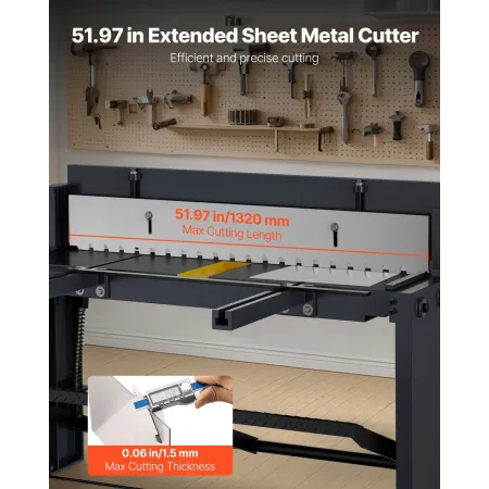 VEVOR Foot Stomp Sheet Metal Shear, 1320 mm Width Manual Floor Shear, with Soild Steel Frame, Adjustable Blade Gap, Material Sto