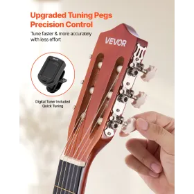 VEVOR klassisk guitar, 960 mm, klassisk træguitar-startsæt til begyndere, med nylonstrenge, koncerttaske, rem, tuner, ekstr.