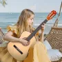 VEVOR klassisk guitar, 960 mm, klassisk træguitar-startsæt til begyndere, med nylonstrenge, koncerttaske, rem, tuner, ekstr.