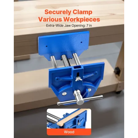 Woodworking Vise, 7 Inch Jaw Width, Quick Release Wood Bench Vise, 8 Inch Max Jaw Opening, Heavy-duty Cast Iron Construction, Wo
