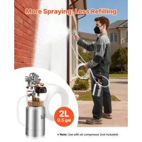 VEVOR Spray Paint Pressure Pot, 2 L Pressure Pot Paint Sprayer, φ1.8mm + φ3mm Two Spray Guns Central Pneumatic Sprays Gun with T