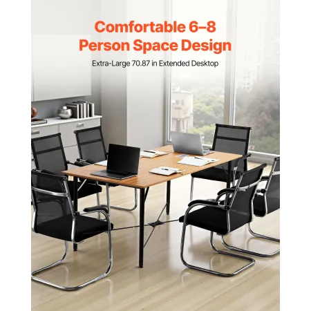 VEVOR Conference Table, 1800 mm Office Meeting Table for 6-8 Person, Modern Rectangle Seminar Desk with Metal Legs, Meeting Desk