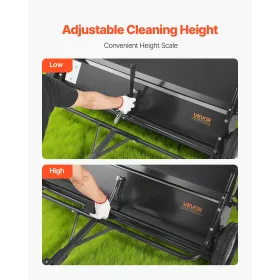 VEVOR Tow Behind Lawn Sweeper, 122cm Pull Behind Garden Sweeper, 26 cu. ft Hopper Bag Kapacitet, Blad & Græsopsamler med Dumpin