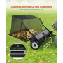 VEVOR Tow Behind Lawn Sweeper, 122cm Pull Behind Yard Sweeper, 26 cu. ft Hopper Bag Capacity, Leaf & Grass Collector with Dumpin