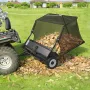 Tow Behind Lawn Sweeper, 122cm Pull Behind Yard Sweeper, 26 cu. ft Hopper Bag Capacity, Leaf & Grass Collector with Dumping Rope