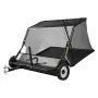 Tow Behind Lawn Sweeper, 122cm Pull Behind Yard Sweeper, 26 cu. ft Hopper Bag Capacity, Leaf & Grass Collector with Dumping Rope