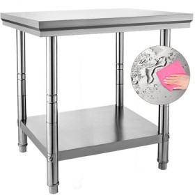 Work Table 24 x 30 x 32 Inches NSF Stainless Steel Work Table for Commercial Kitchen Prep Workbench 60X76X80cm with Lower Shelf