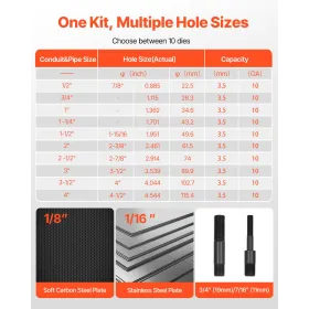 VEVOR Knockout Punch Set, 147.1 kN Hydraulic Knockout Set, 12.7 to 101.6mm KO Tool Kit Hole Making Tool, KO Tools Kit W/10 Dies 