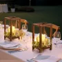 12 Set/36 Pcs Wooden Wedding Lantern Centerpiece, Includes 12 Wooden Lantern Candle Holder 12 Flameless LED Candle 12 Eucalyptus
