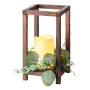 12 Set/36 Pcs Wooden Wedding Lantern Centerpiece, Includes 12 Wooden Lantern Candle Holder 12 Flameless LED Candle 12 Eucalyptus