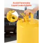 VEVOR Safety Can, 19 L Type I Yellow Safety Can for Diesel with Stainless Steel Flame Arrester, Self-Closing Lid, and PE Funnel,